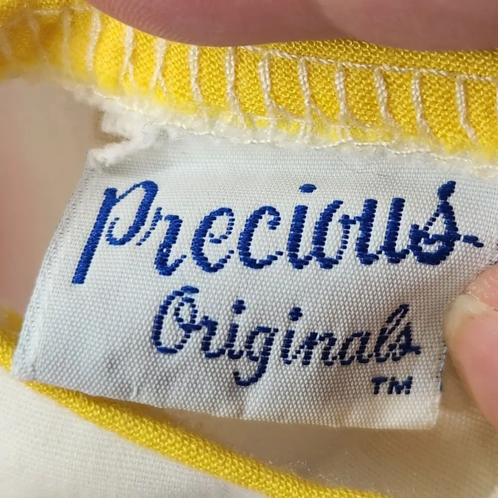VTG 80s Precious Originals Colorblock Drop Waist dress Girls 12 Months Baby